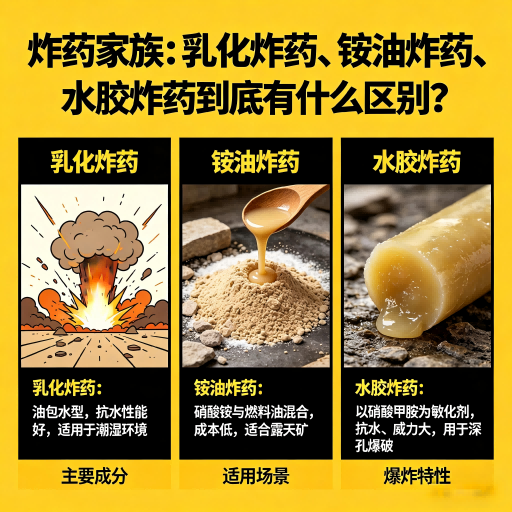 香河炸药家族：乳化炸药、铵油炸药、水胶炸药到底有什么区别？